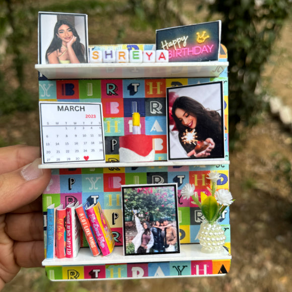 Personalised Birthday Miniature Photo Art 3 Photos Name & Date