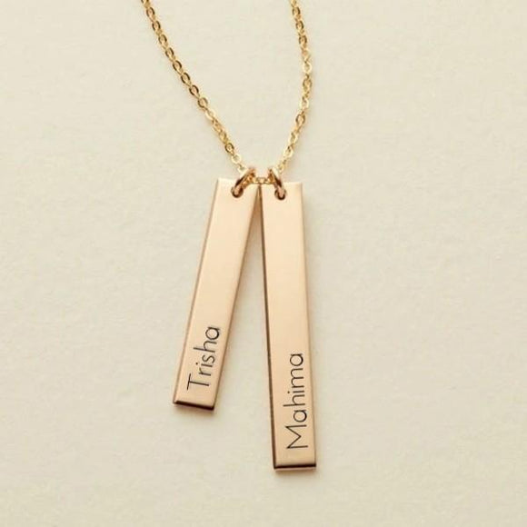 2 Names Bar Engraved Pendant