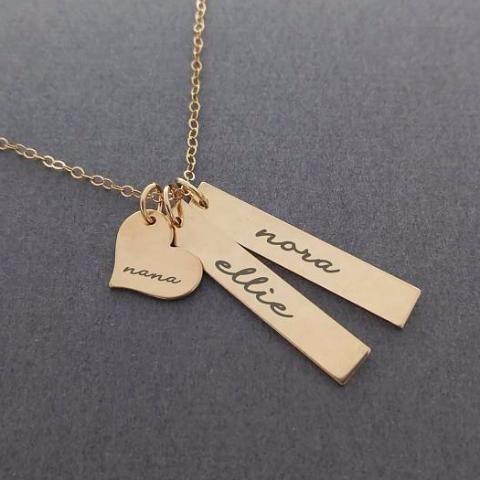Heart & Bar Name Pendant