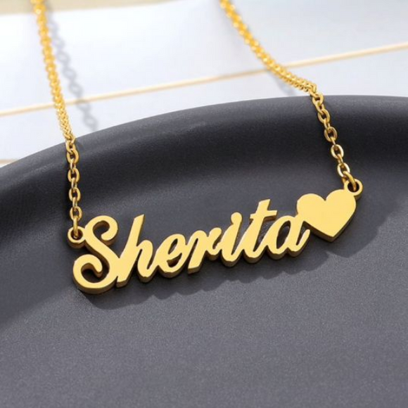 Gold Plated Name Pendant Heart –