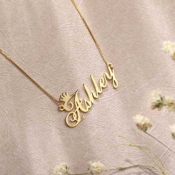 Gold Plated Name Pendant Crown –